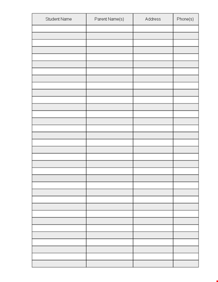 class roster template – download printable class roster template template