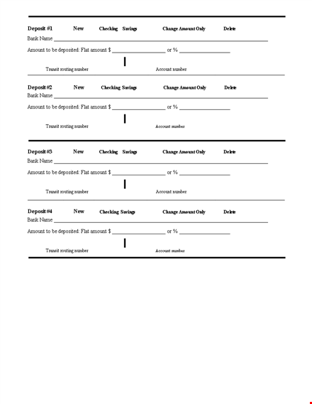 deposit slip template - easily record number, amount, and deposit in your checking account template