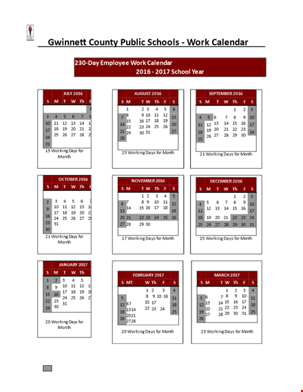 school work calendar template template