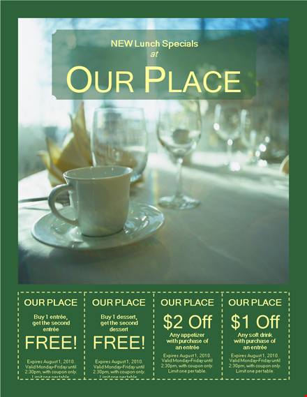 special coupons for lunch - save big today! template