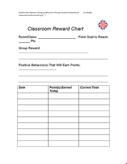 class reward: encourage positive behavior and track progress with class reward reports template