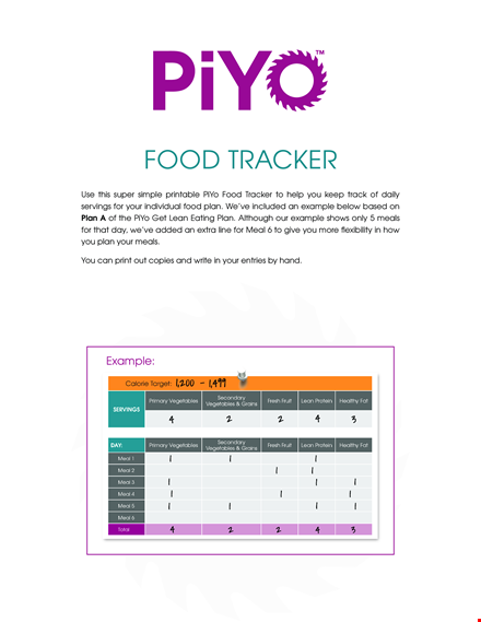 meal plan tracker template template