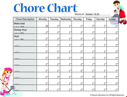 free chore chart template - easily assign chores template