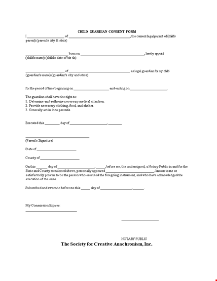 child guardianship form template