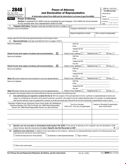 power of attorney for taxpayer template