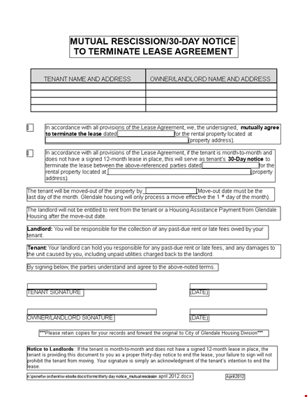 rescission agreement - legal document template for cancellation and termination template