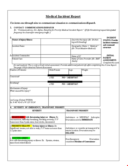 medical incident report template