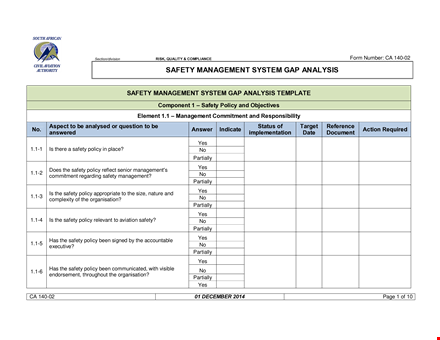 effective safety gap analysis template - identify partially covered areas template