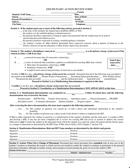 effective employee write up form for students, parents, and district sections template