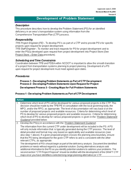 effective project management: problem statement template and examples template