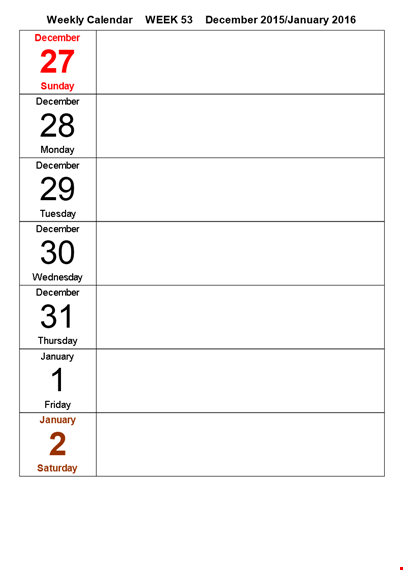 weekly calendar template - plan your week with ease template