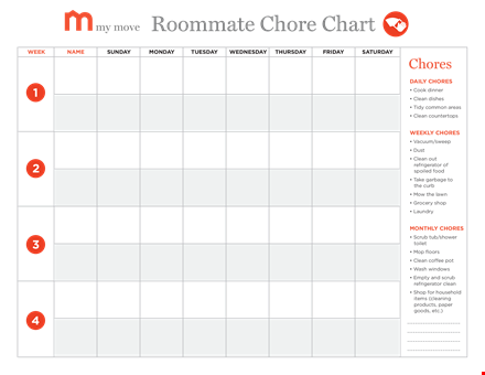 roommate chore chart template