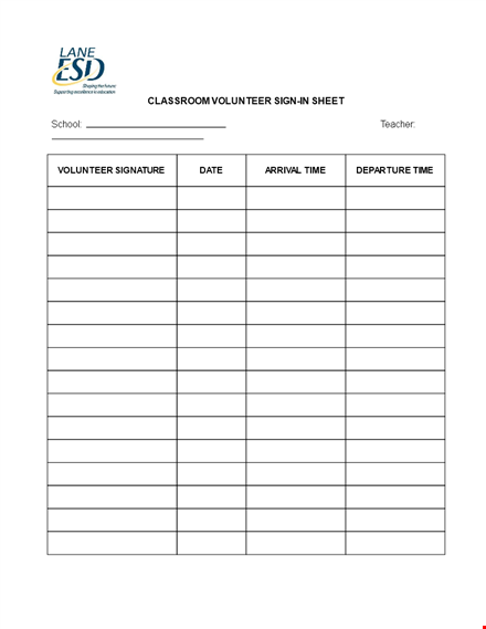 classroom volunteer sign in sheet template