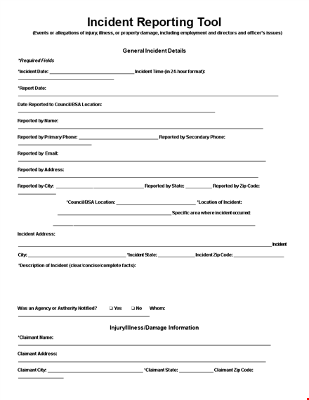 incident reporting tool template