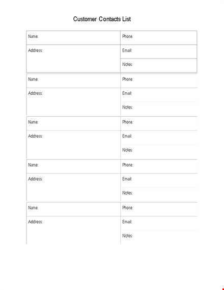 download our contact list template: keep track of email, address, and phone with notes template