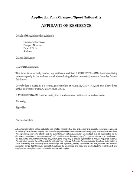 get your proof of residency letter for athletes | simple and fast process template