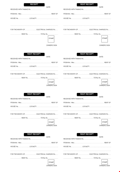 received rent receipt - easy and customizable templates template