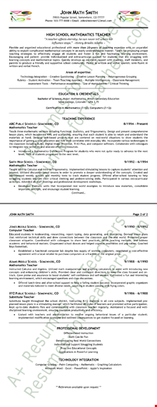 expertly crafted high school teacher resume template | stand out & get hired template