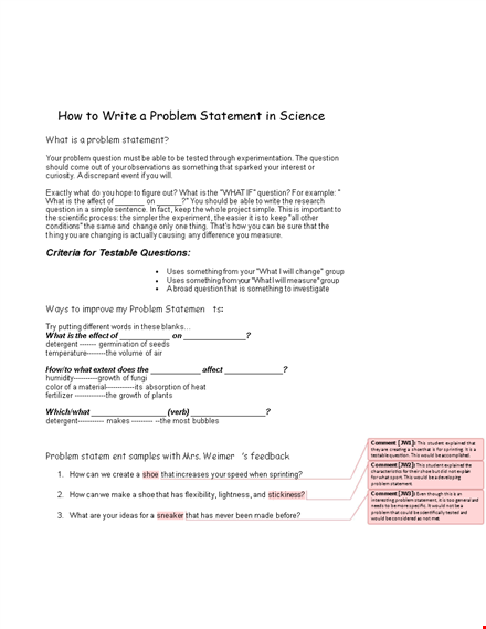 problem statement template template