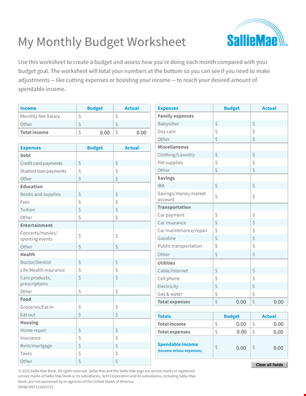 monthly budget schedule template template