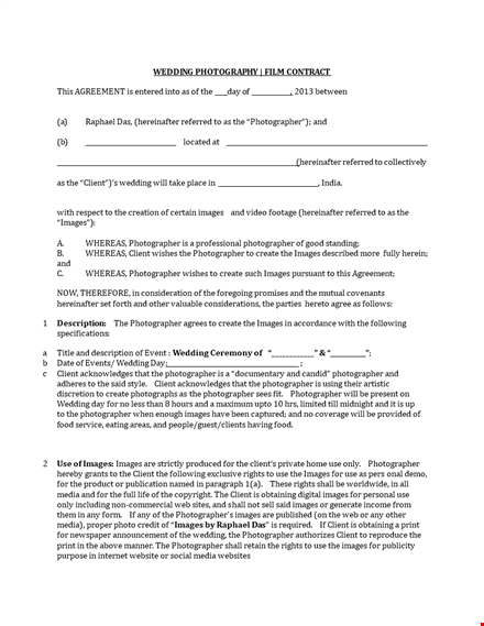 wedding photography contract template