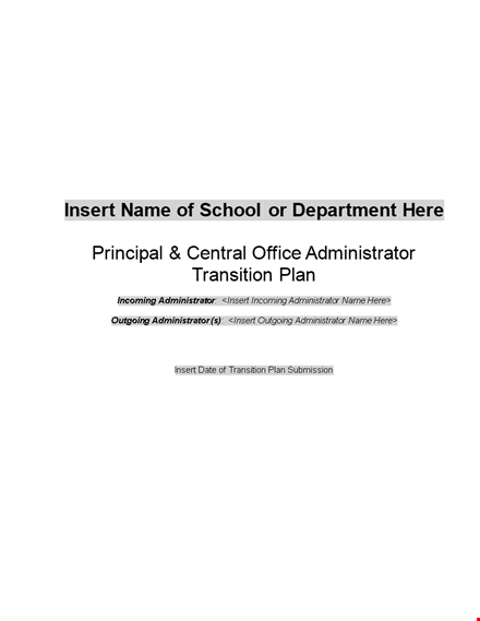 transition plan template for schools: streamline notes and community involvement template