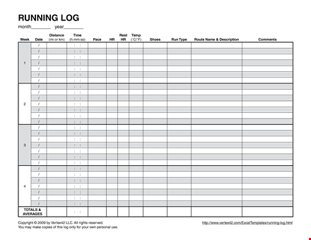 printable running log template - track your monthly runs | vertex template