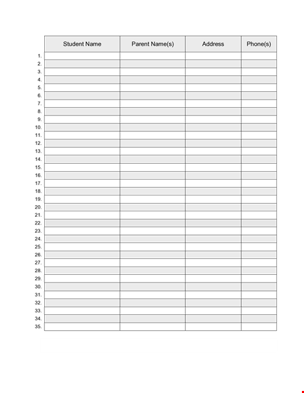 student class roster template - efficiently manage student information and contacts template