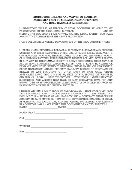 release of liability waiver form template