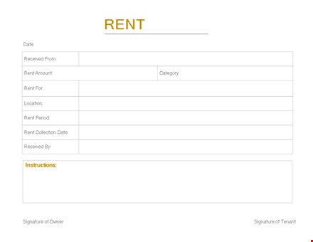 rent receipt template - printable pdf template