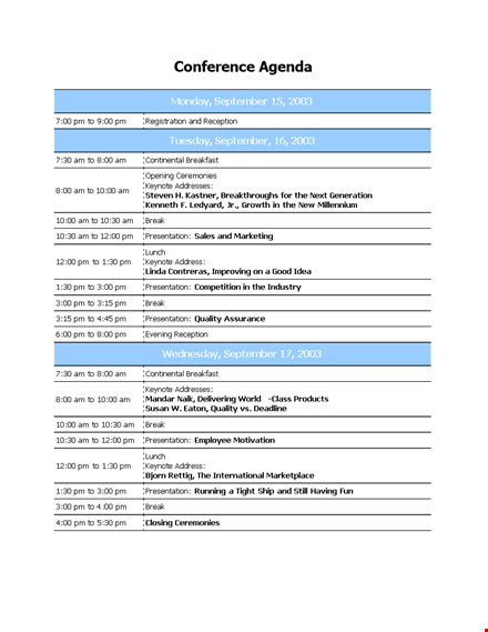 professional conference agenda template template