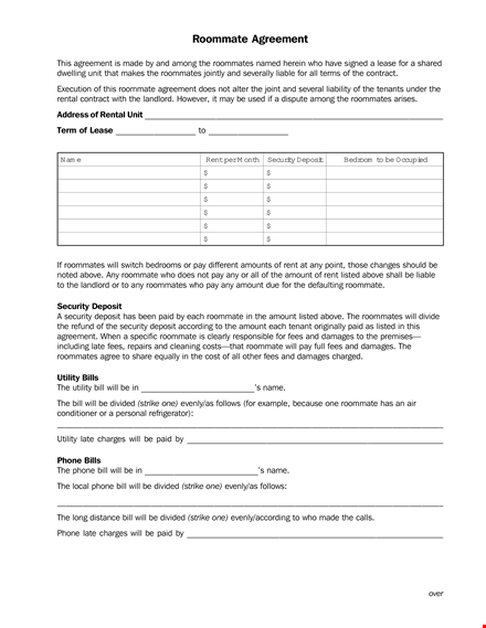 create a peaceful home with our roommate agreement template - avoid roommate conflicts today template