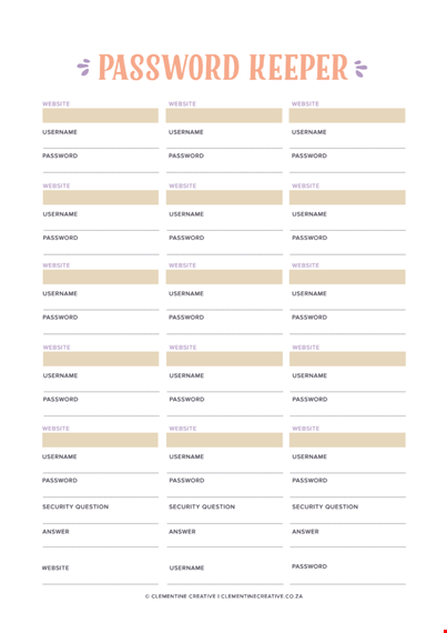 Password List Template - Simplify Your Account Management