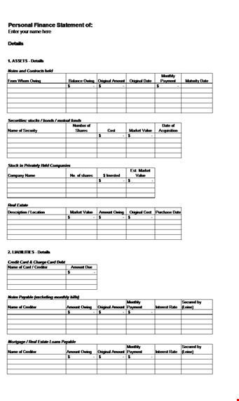 free personal financial statement template | track your finances template