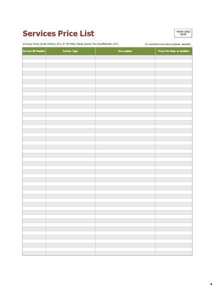 affordable service price list template for your phone template