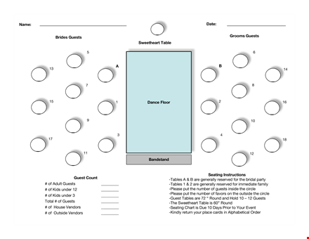 seating chart template - organize your guests and tables template