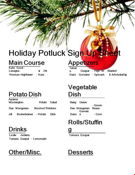organize your potluck with our sign-up sheet | tamara & gaspar bringing potato dish template