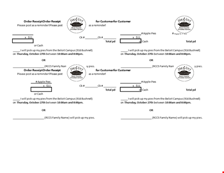 customer order receipt template