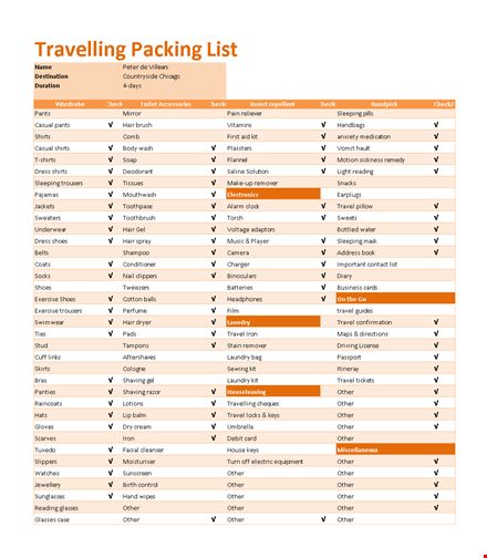 efficiently pack for your trip with our travel packing list template template