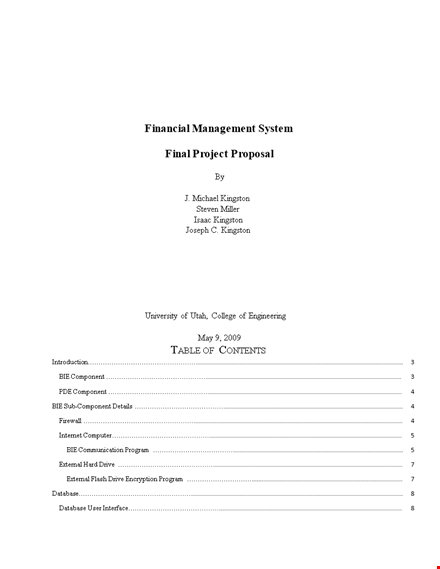 financial management project report template template