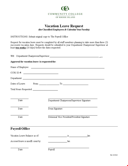 submit your vacation request form easily | streamline leave & payroll template