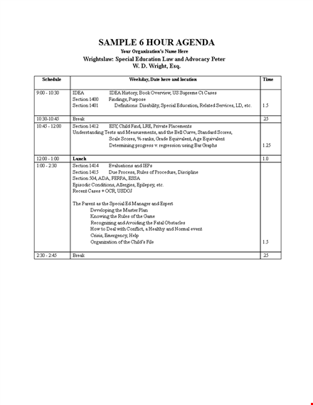 special event agenda template template