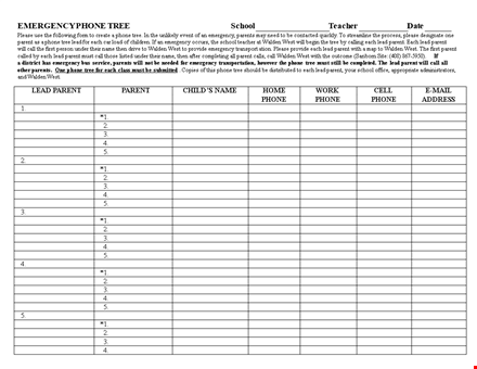 emergency phone tree template for parent communication template