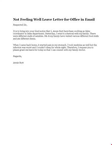 need time off? here's how to write a sick leave email for your family - awais template