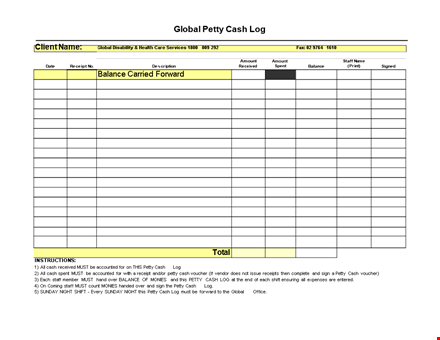 petty cash log template | easily track and maintain petty cash balance template