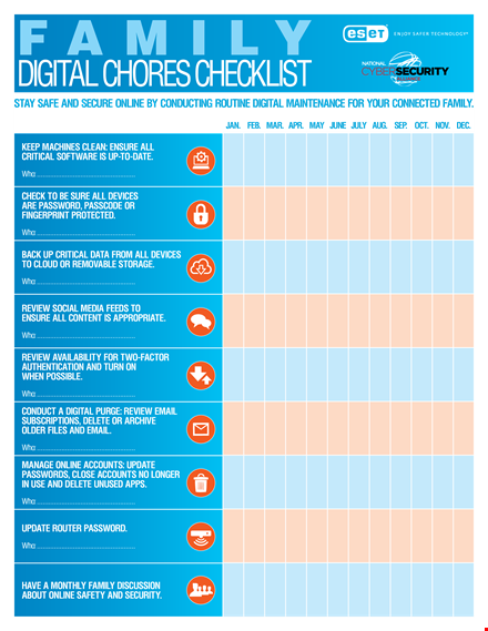 digital chores checklist template template