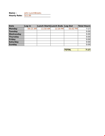 total employee lunch schedule - plan & organize employee lunches template