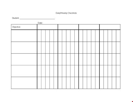 data daily and weekly checklist for students template