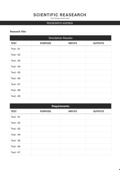 research agenda template a template