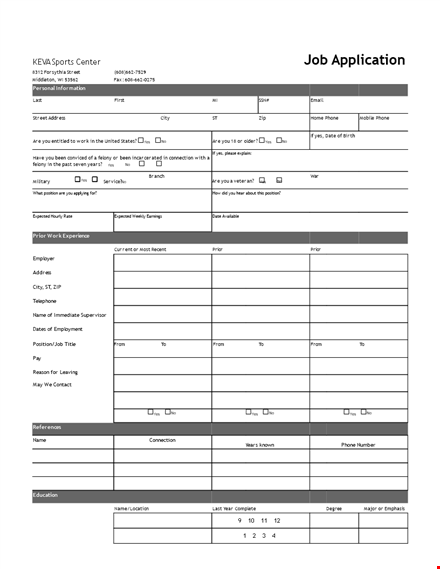 high school job application form template